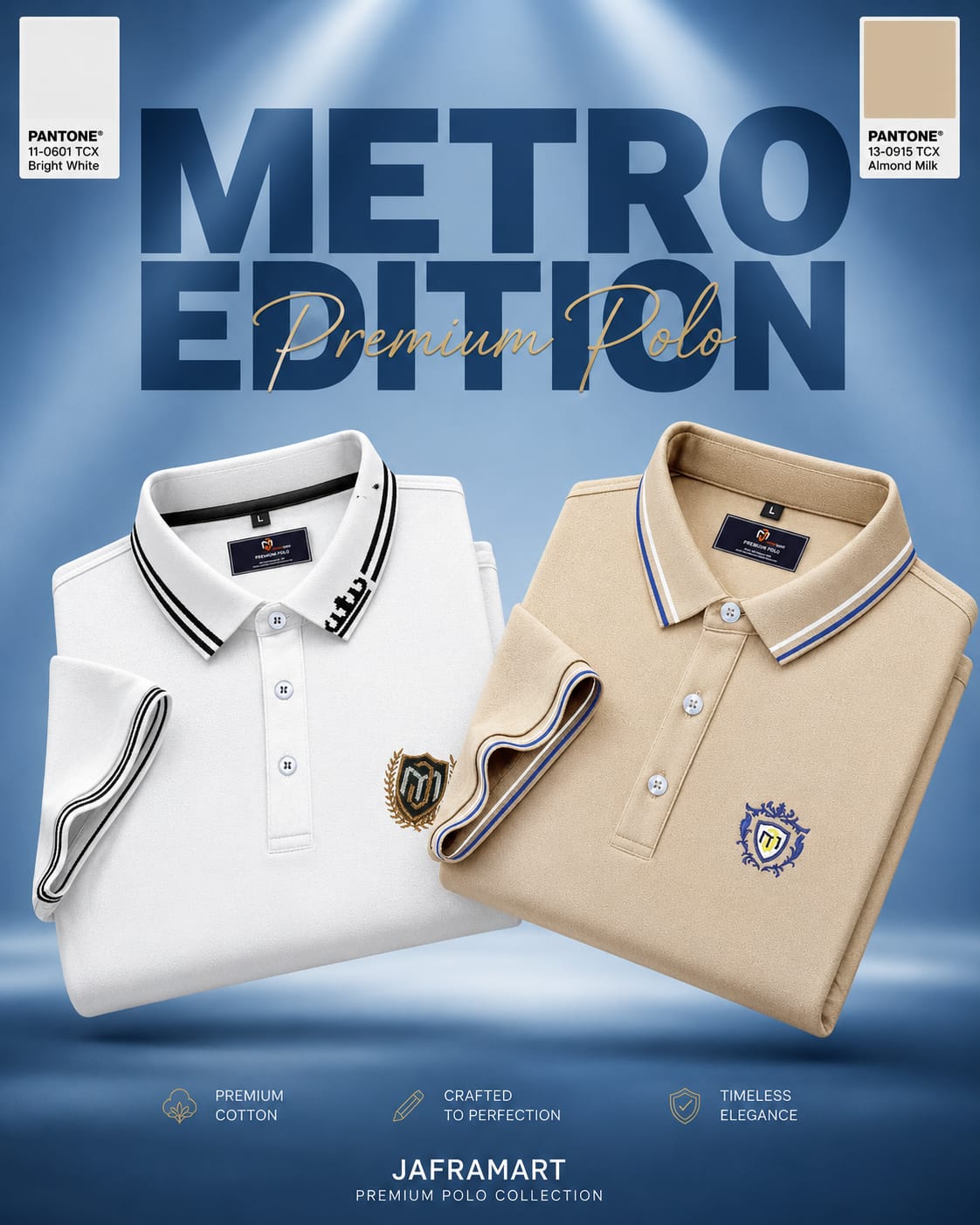 2pcs Combo Of Men's Short Sleeve 100% Cotton Premium Quality Polo T-Shirt - White & Biscuits