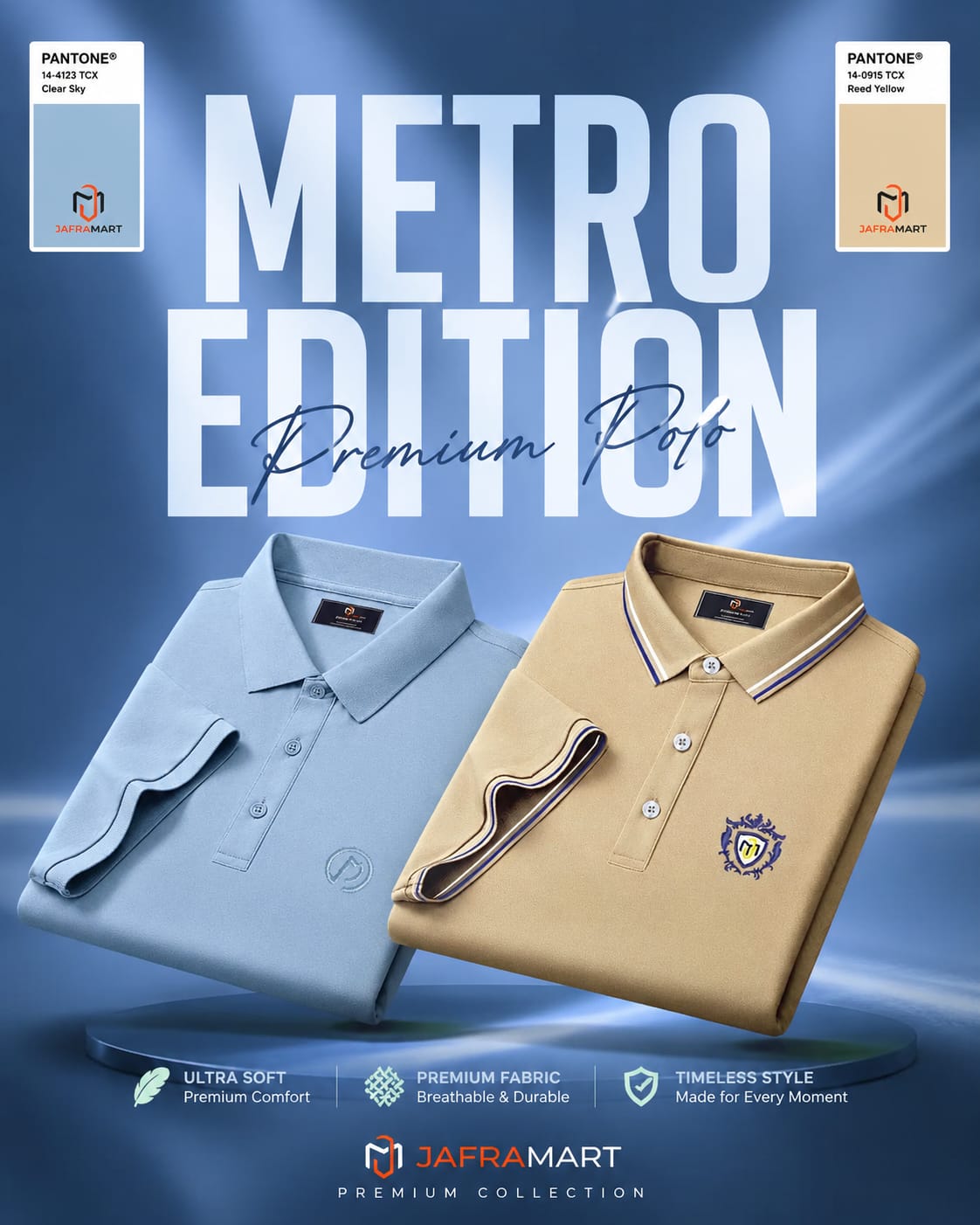 2pcs Combo Of Men's Short Sleeve 100% Cotton Premium Quality Polo T-Shirt-SKY & Biscuits