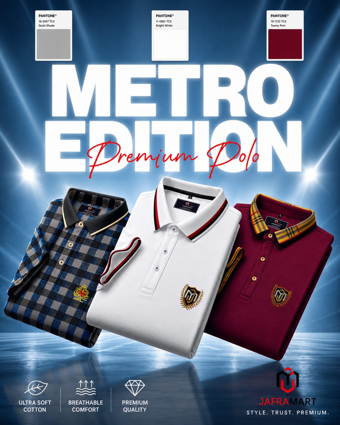 3pcs Combo Of Men's Short Sleeve 100% Cotton Premium Quality Polo T-Shirt - Stripe,White & Merun
